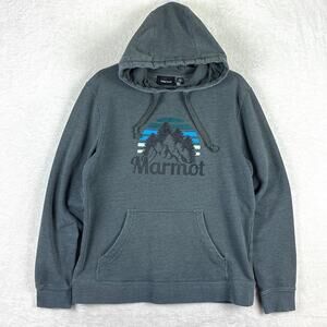 Marmot Hoodie Sweatshirt Mens M Gray Hiking Outdoors Backpacking Nature Preppy